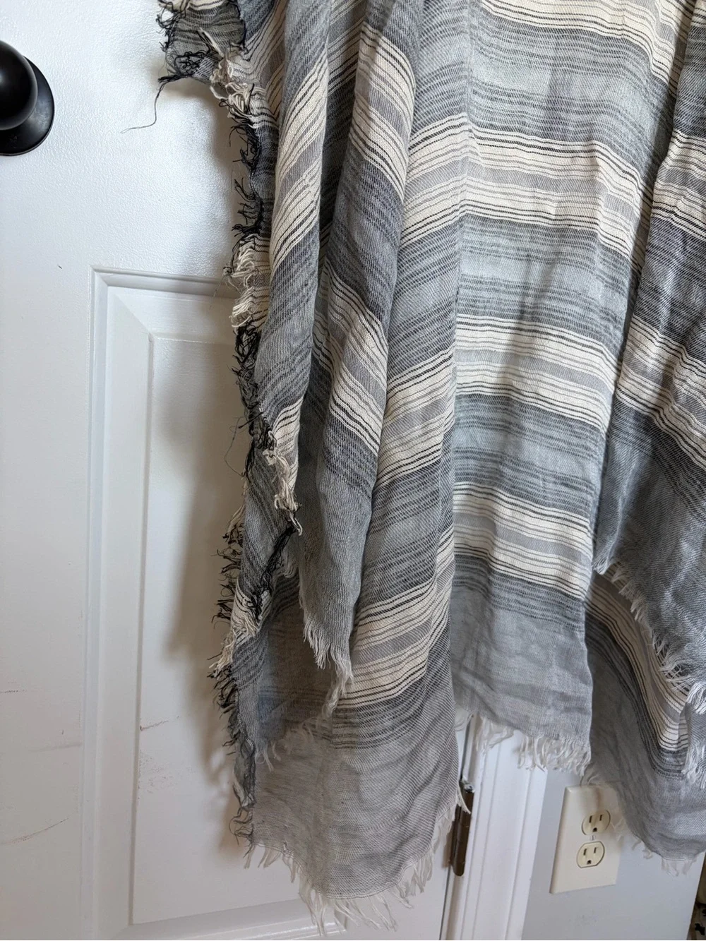 Striped Gray and Cream Lightweight Throw / Shawl